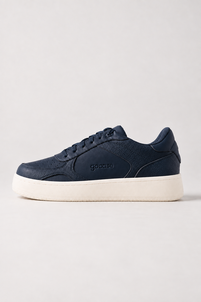 Tênis Aura Azul Marinho + Off White - perfil lateral
