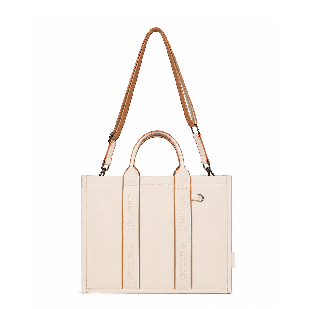 Tote Pop Midi - Off/Caramelo