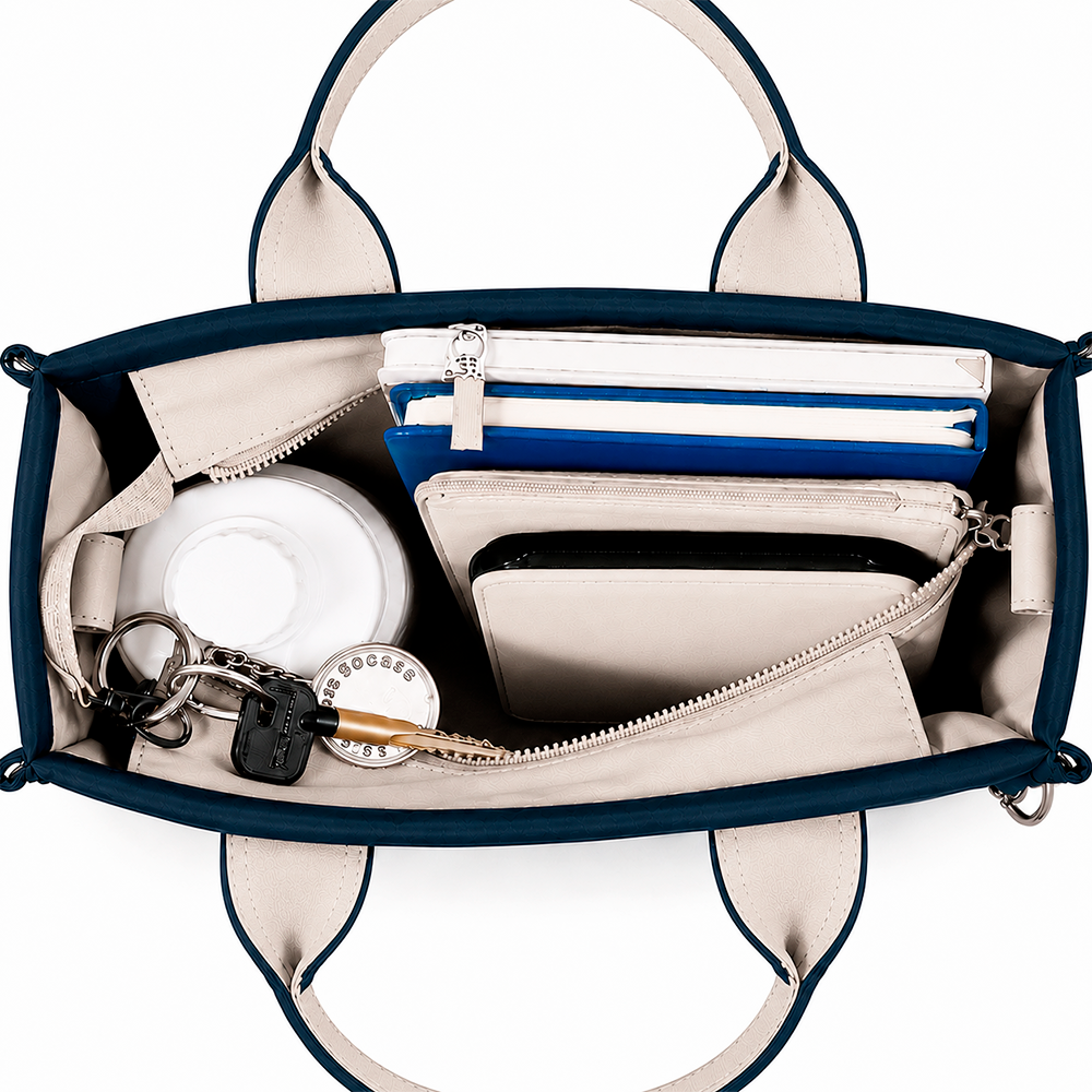 Tote Pop Midi - Azul Marinho/Off