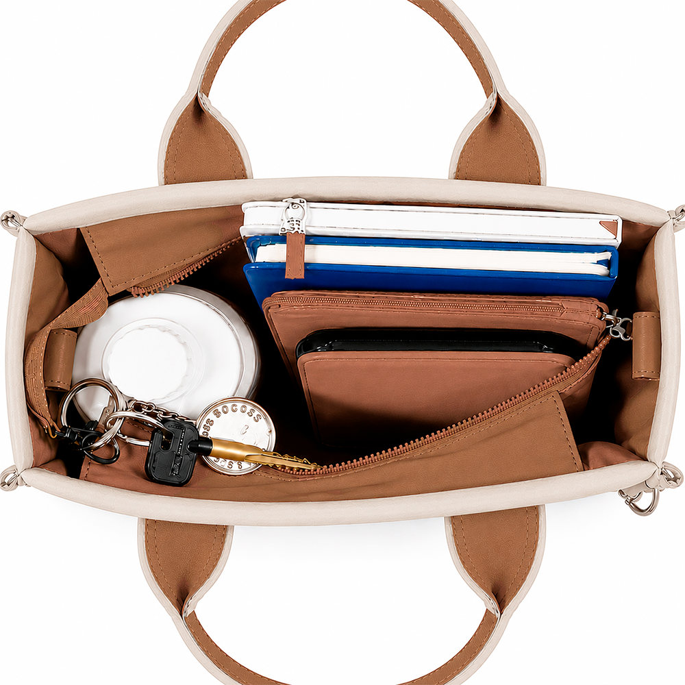 Tote Pop Midi - Off/Caramelo