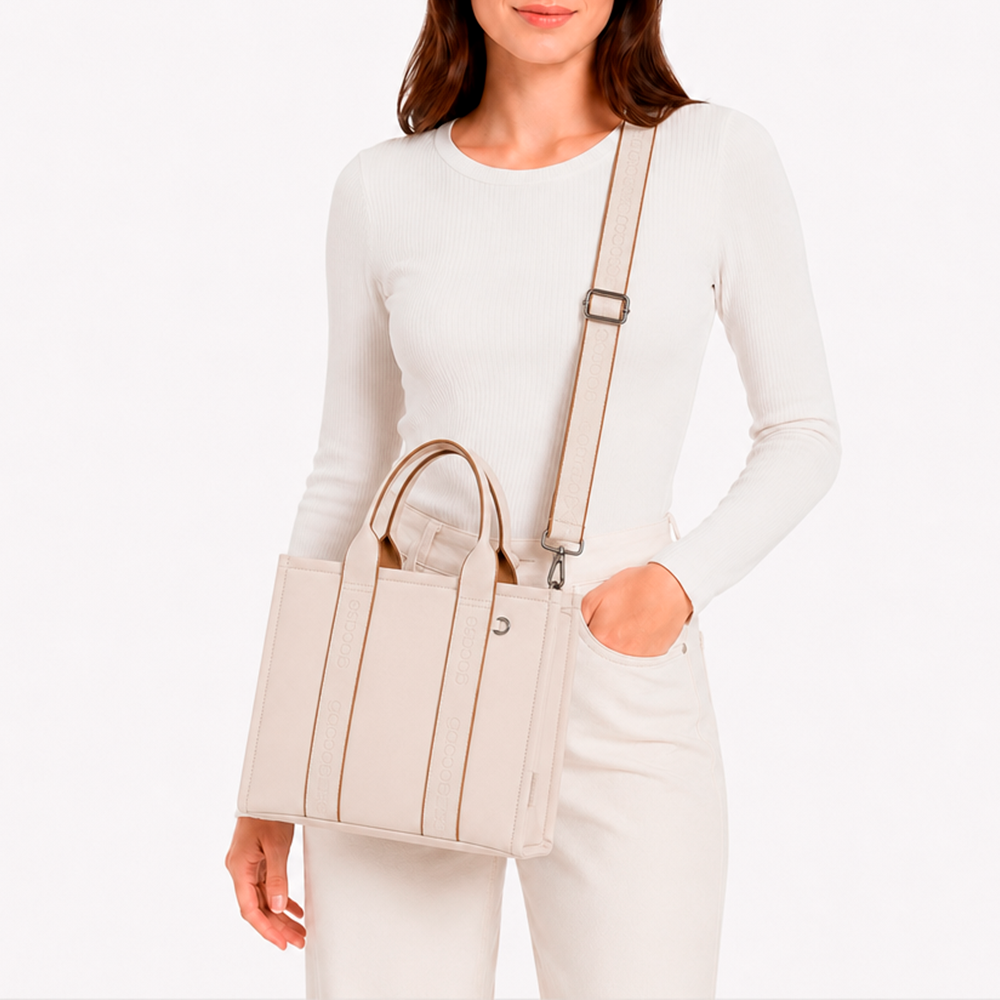 Tote Pop Midi - Off/Caramelo